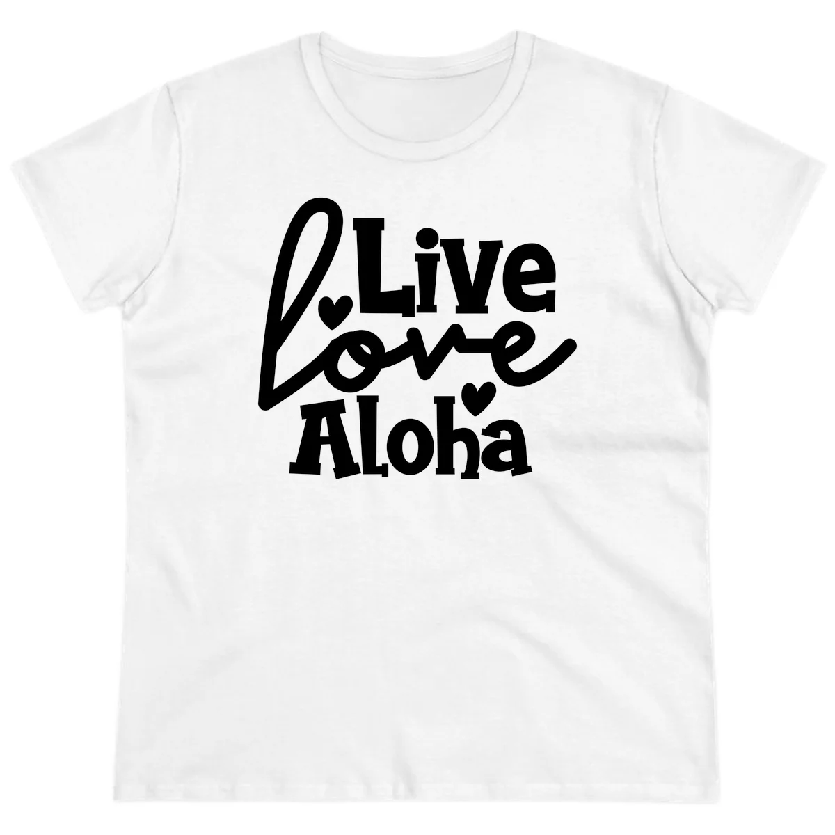Live Love Aloha Ladies Cruise Vacation Tee in White