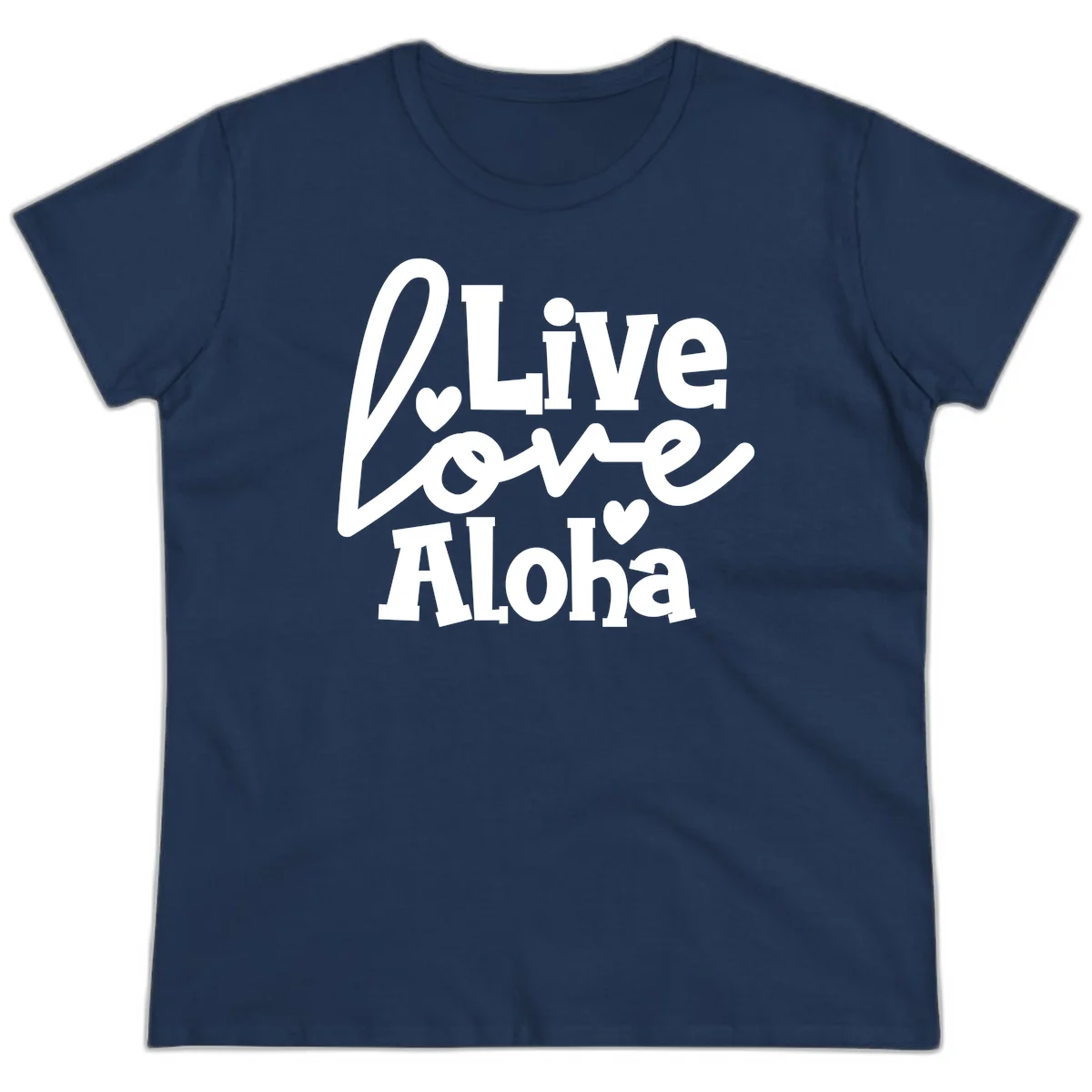 Live Love Aloha Ladies Cruise Vacation Tee in Navy