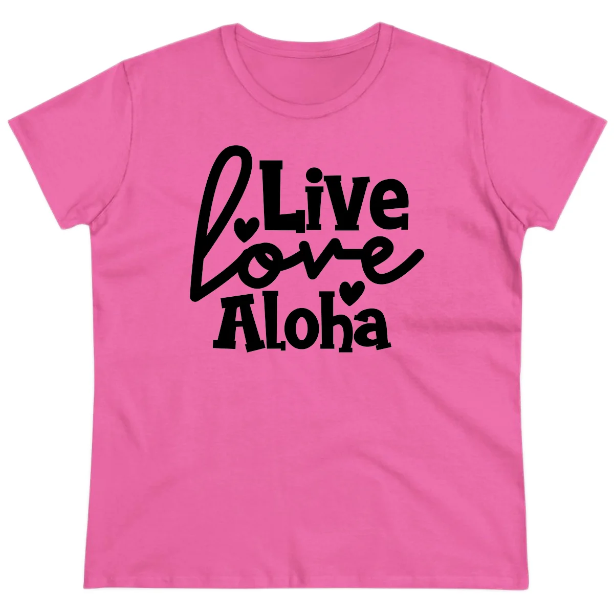 Live Love Aloha Ladies Cruise Vacation Tee in Azalea