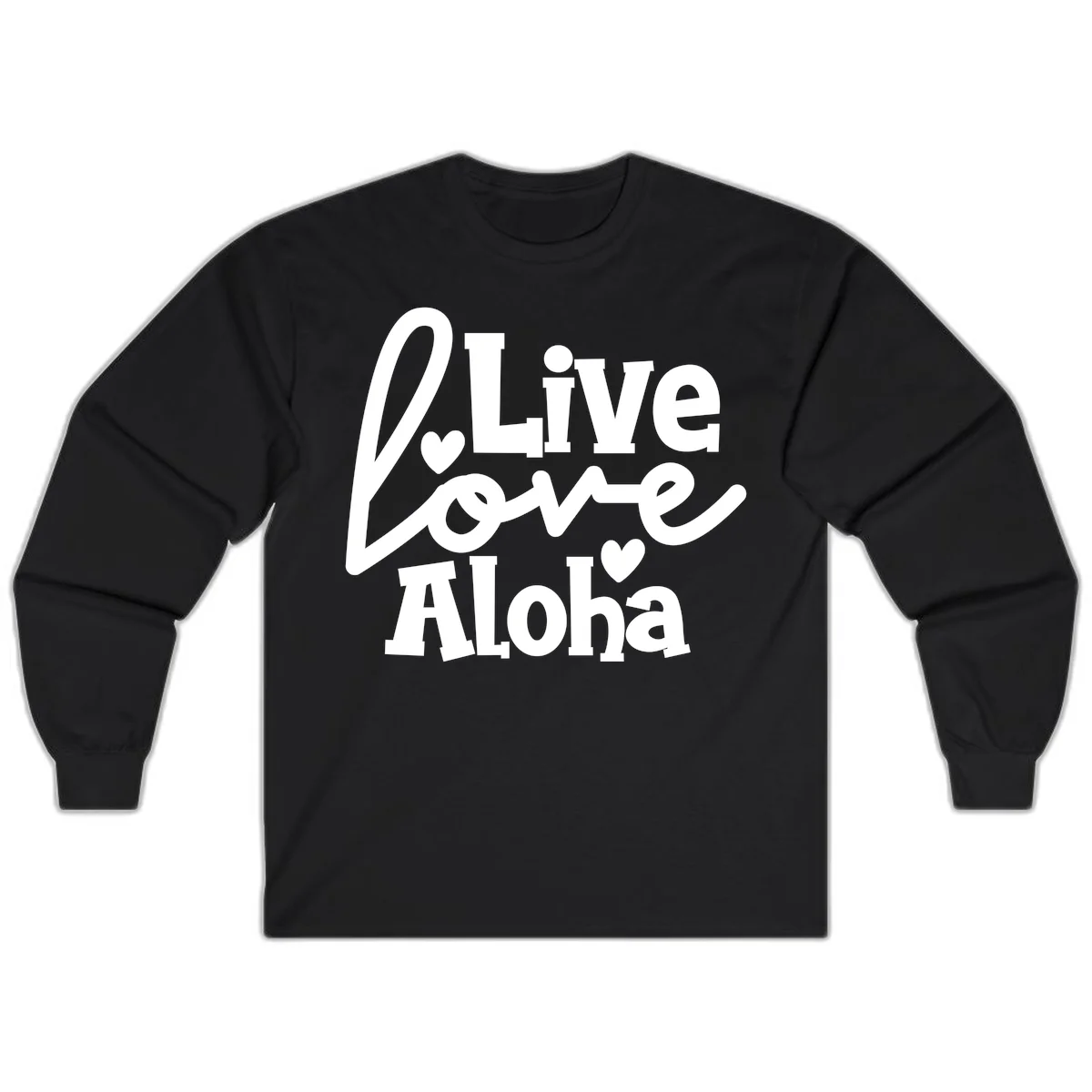 Live Love Aloha Island Cruise Long Sleeve Shirt in Black