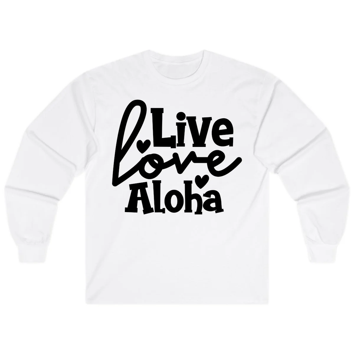 Live Love Aloha Island Cruise Long Sleeve Shirt in White