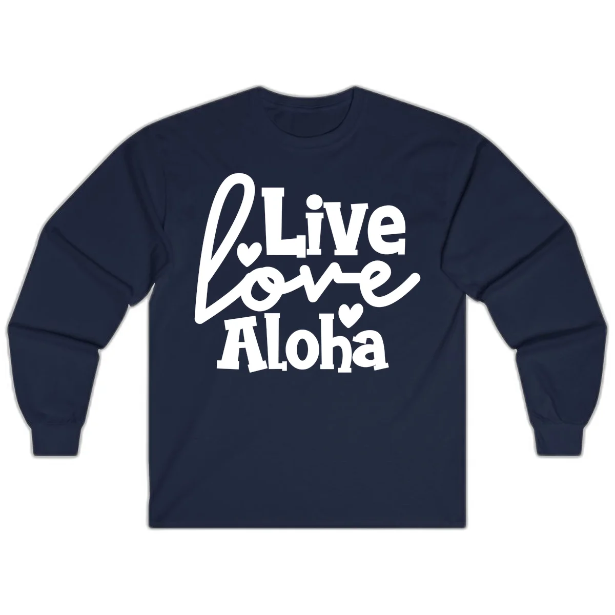 Live Love Aloha Island Cruise Long Sleeve Shirt in Navy