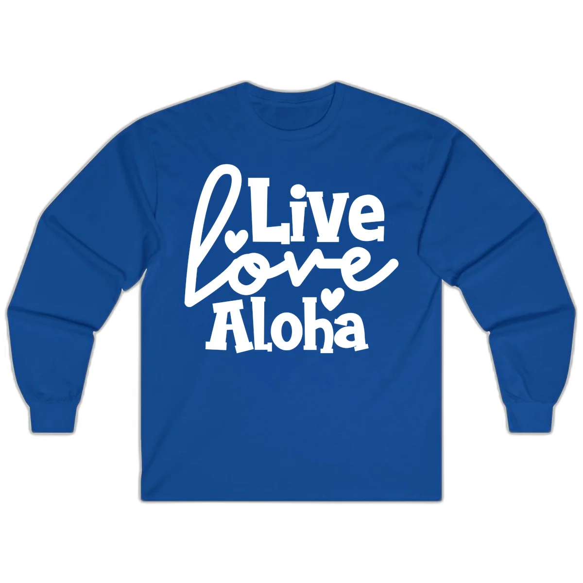 Live Love Aloha Island Cruise Long Sleeve Shirt in Royal