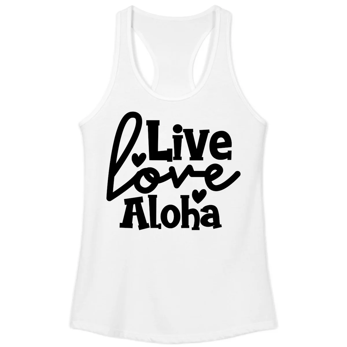 Live Love Aloha Ladies Cruise Tank Top in White