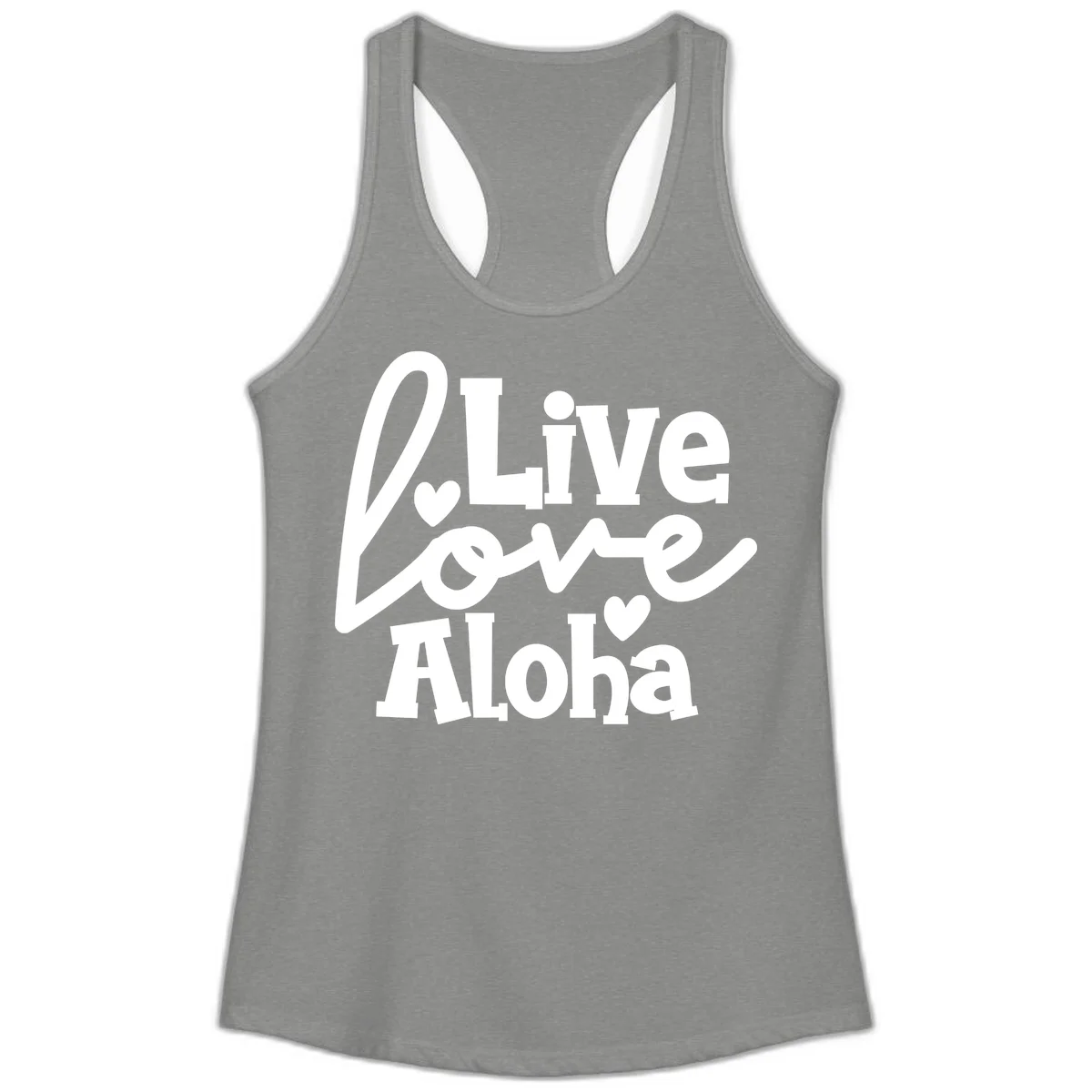 Live Love Aloha Ladies Cruise Tank Top in Heather Grey