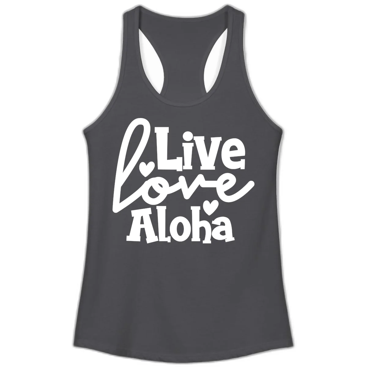 Live Love Aloha Ladies Cruise Tank Top in Solid Dark Gray