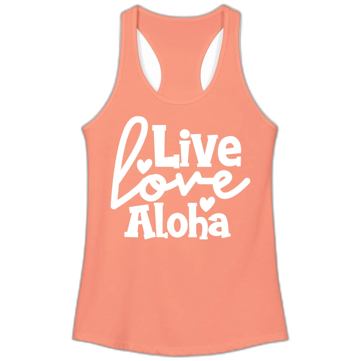 Live Love Aloha Ladies Cruise Tank Top in Solid Light Orange