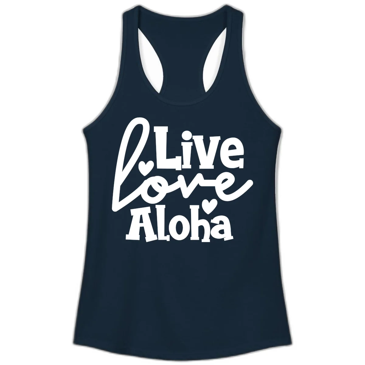 Live Love Aloha Ladies Cruise Tank Top in Solid Midnight Navy