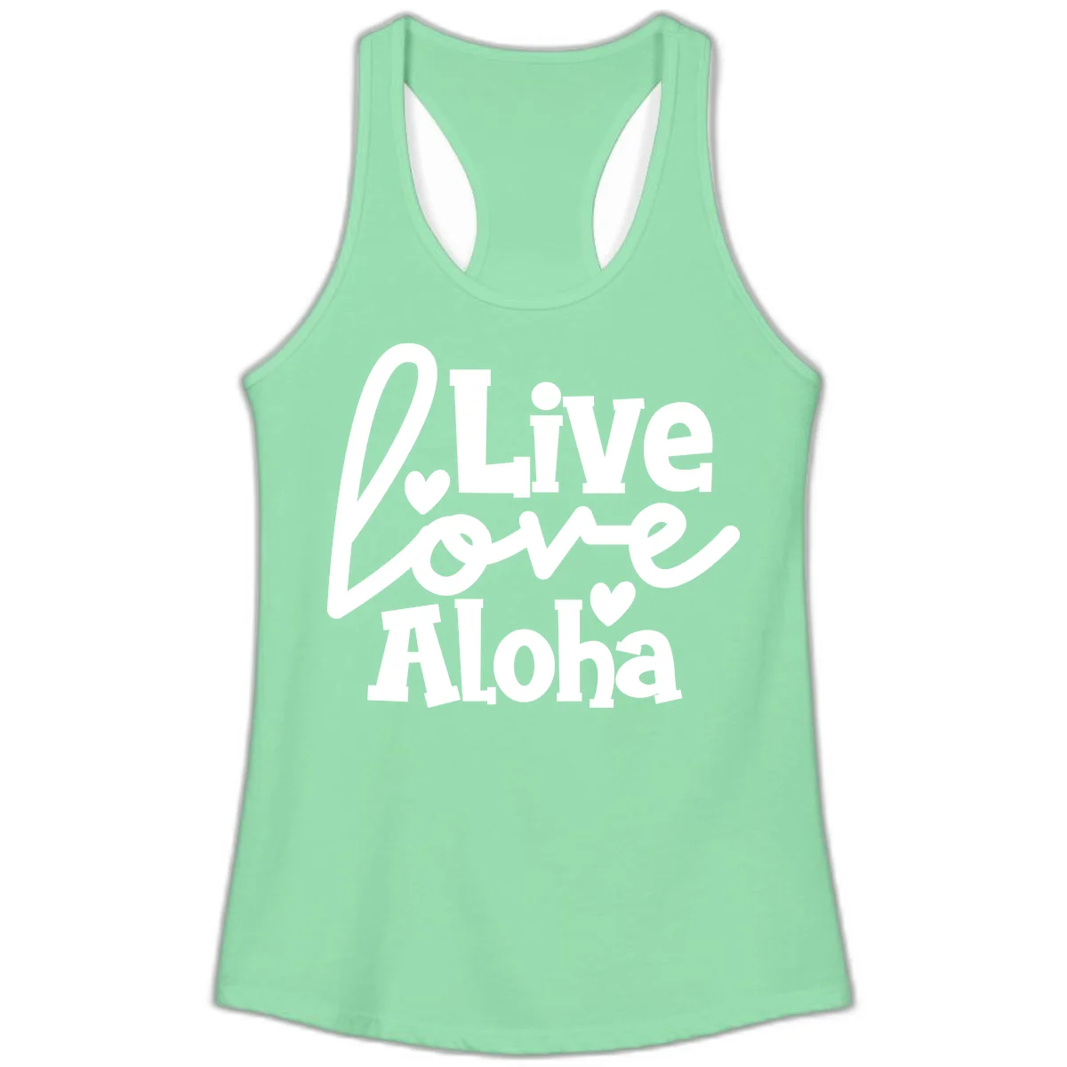 Live Love Aloha Ladies Cruise Tank Top in Solid Mint