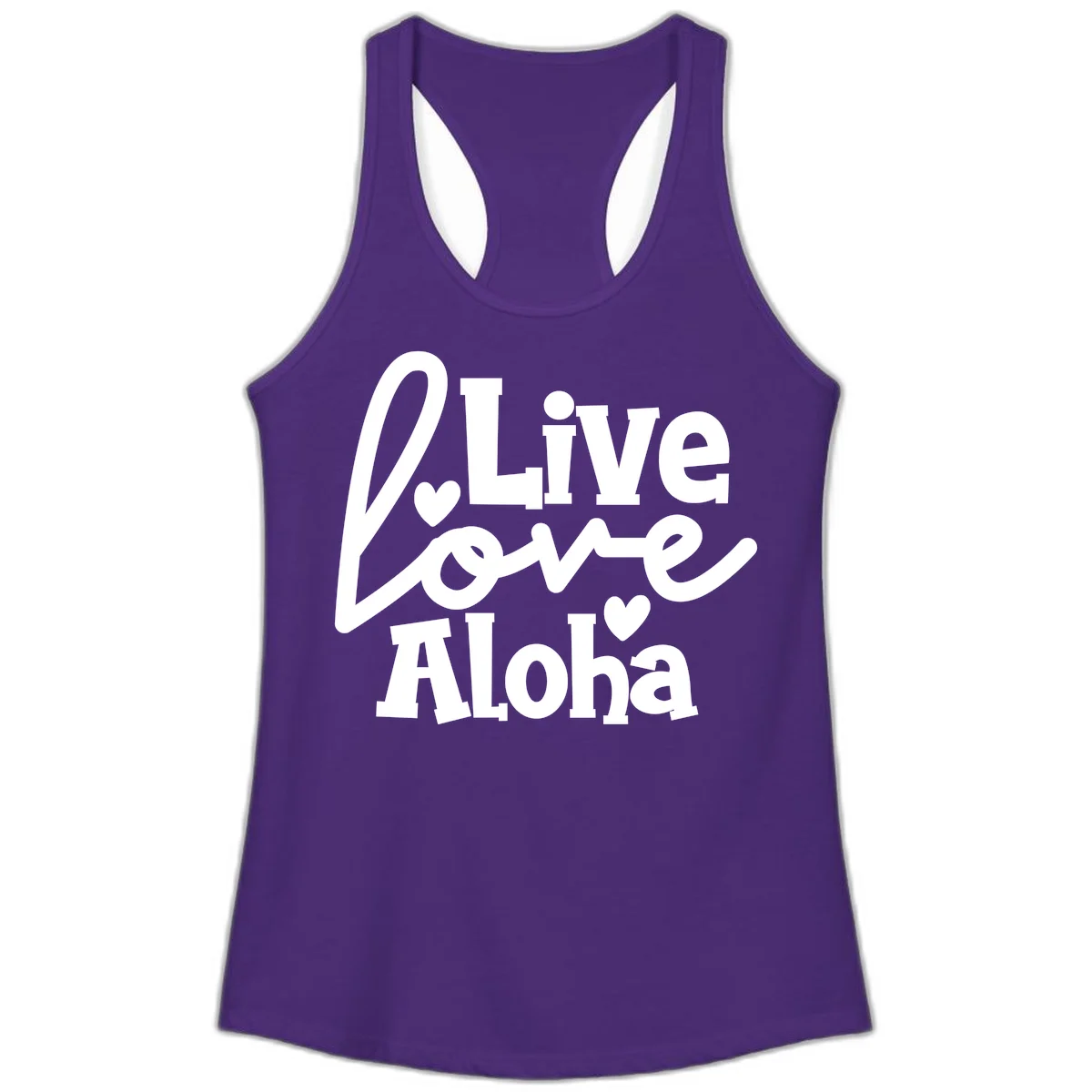 Live Love Aloha Ladies Cruise Tank Top in Solid Purple Rush