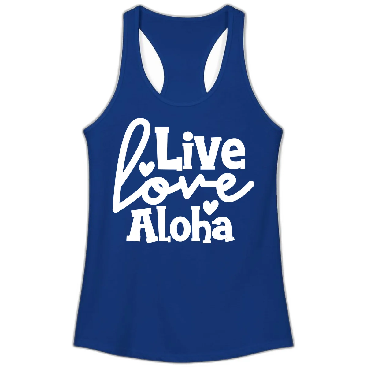 Live Love Aloha Ladies Cruise Tank Top in Solid Royal