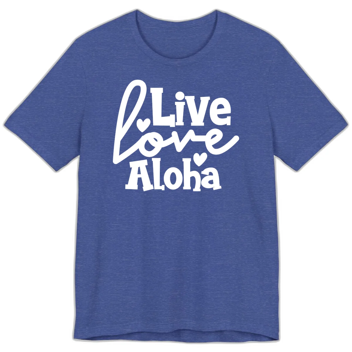 Live Love Aloha Premium Island Cruise Tee in Heather True Royal