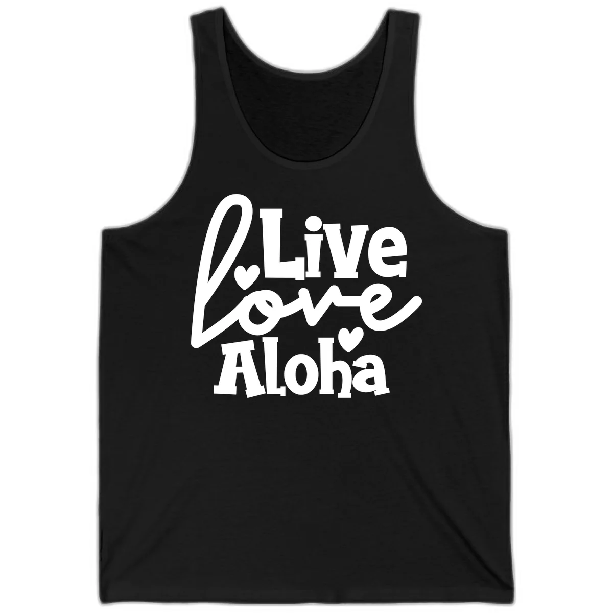 Live Love Aloha Island Vibes Cruise Tank Top in Black