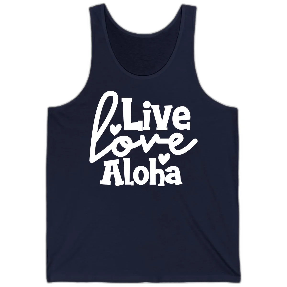 Live Love Aloha Island Vibes Cruise Tank Top in Navy