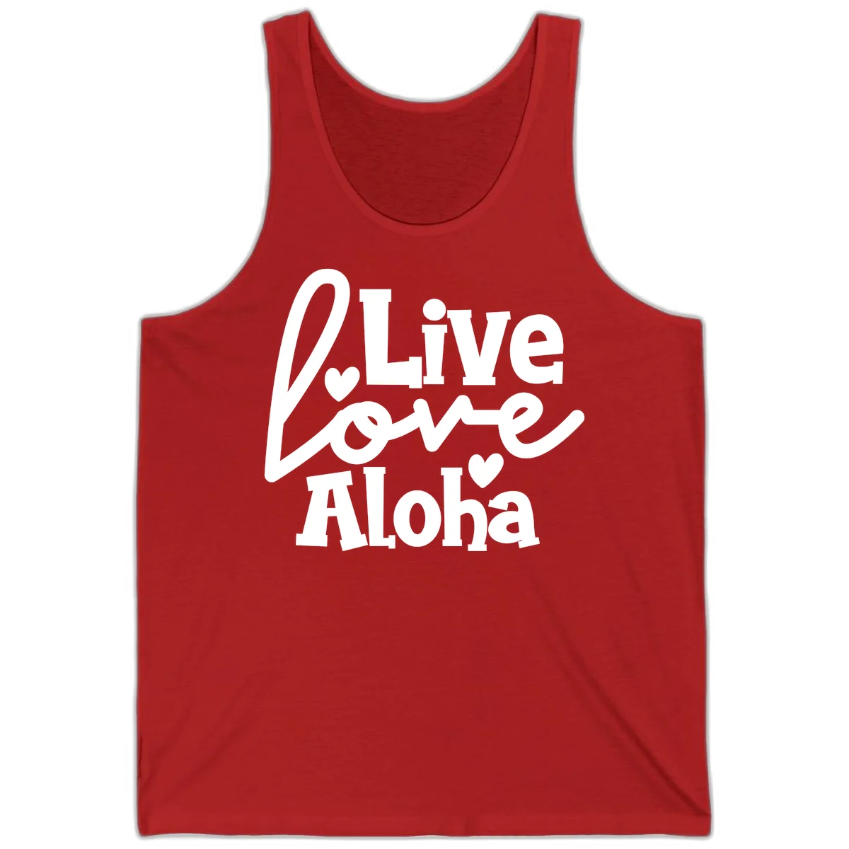 Live Love Aloha Island Vibes Cruise Tank Top in Red