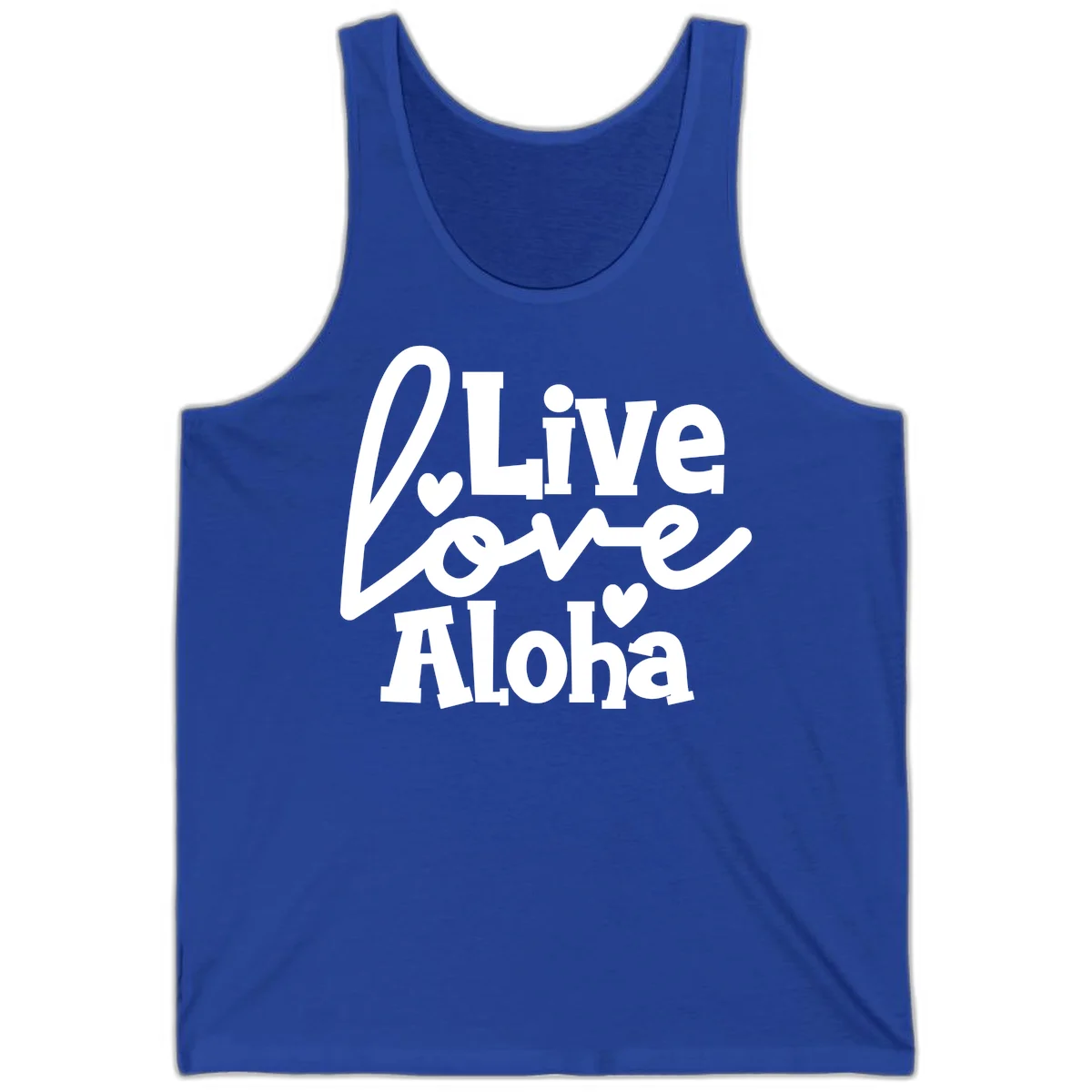 Live Love Aloha Island Vibes Cruise Tank Top in True Royal