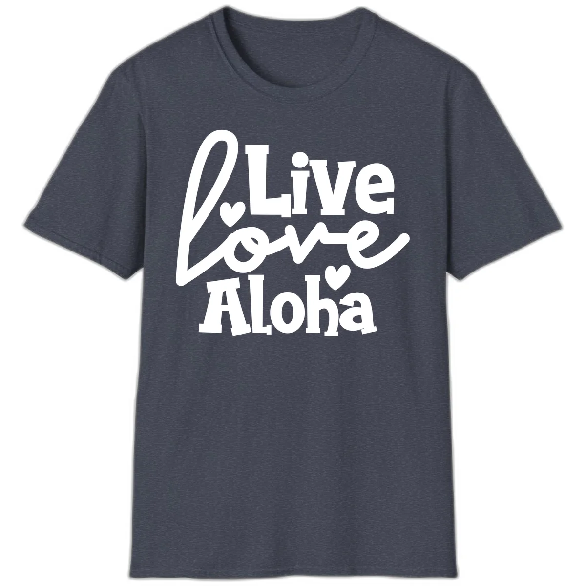 Live Love Aloha Island Vibes Cruise T-Shirt in Heather Navy