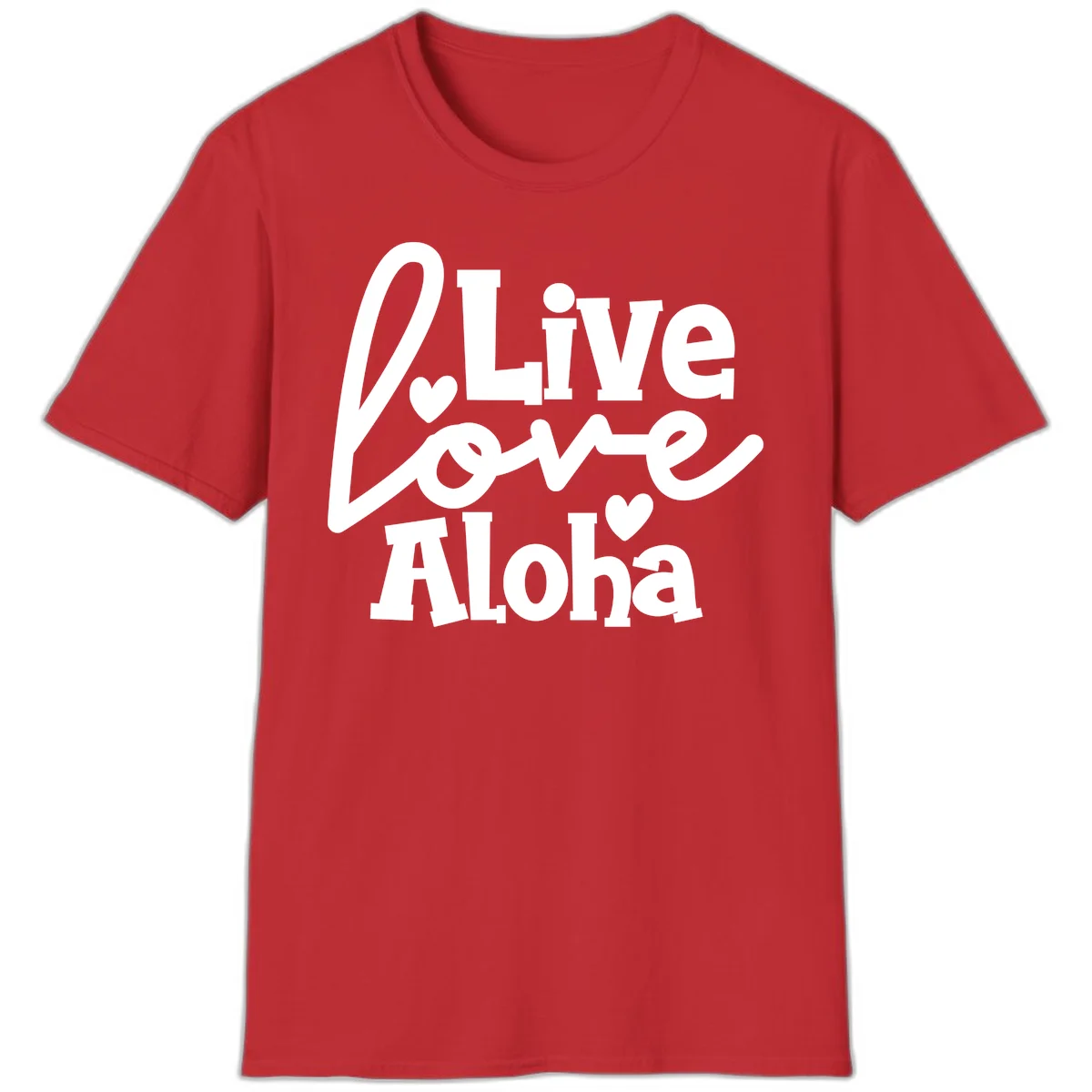 Live Love Aloha Island Vibes Cruise T-Shirt in Red