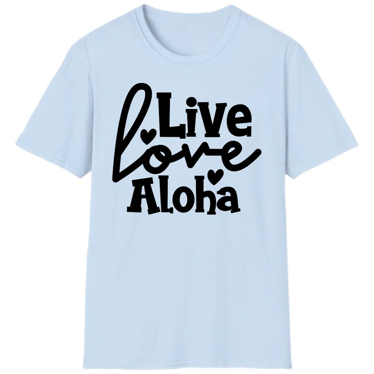 Live Love Aloha Island Vibes Cruise T-Shirt in Light Blue