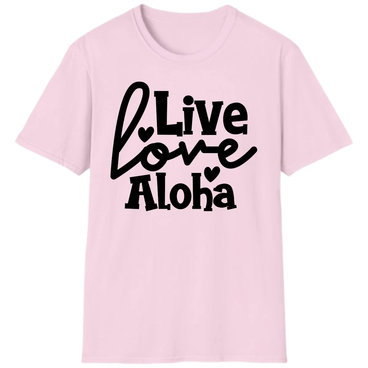 Live Love Aloha Island Vibes Cruise T-Shirt in Light Pink