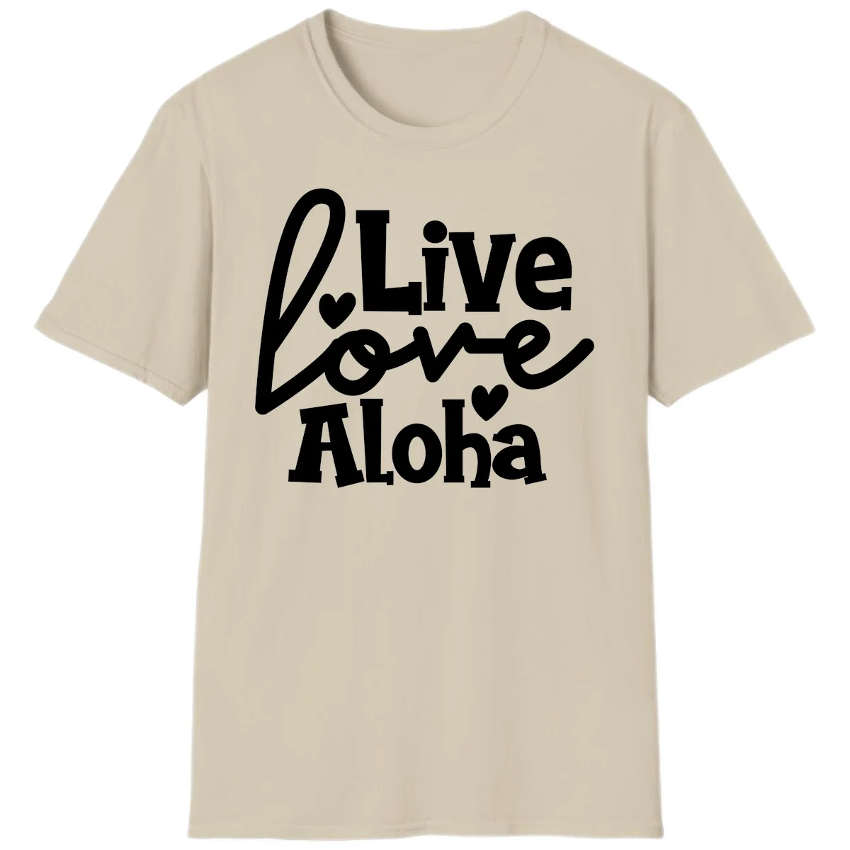 Live Love Aloha Island Vibes Cruise T-Shirt in Sand