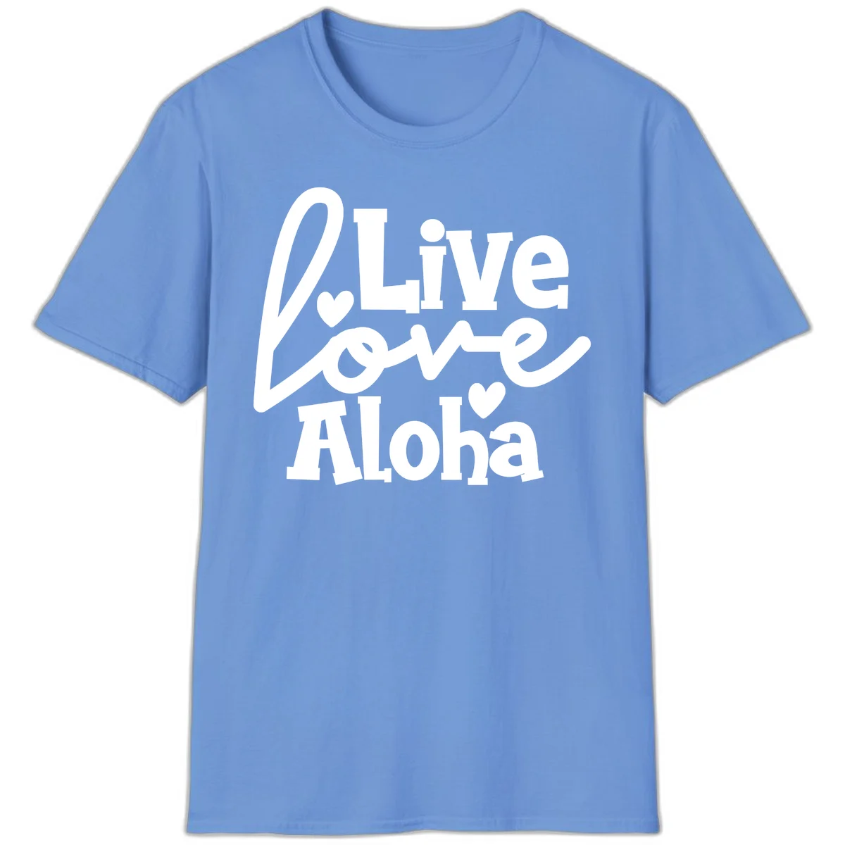 Live Love Aloha Island Vibes Cruise T-Shirt in Carolina Blue