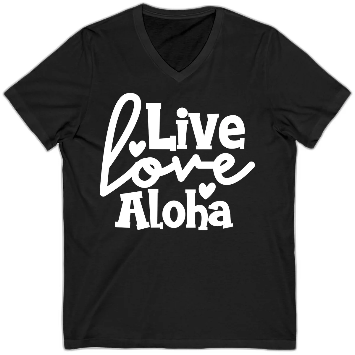 Live Love Aloha Island Cruise V-Neck Tee in Black
