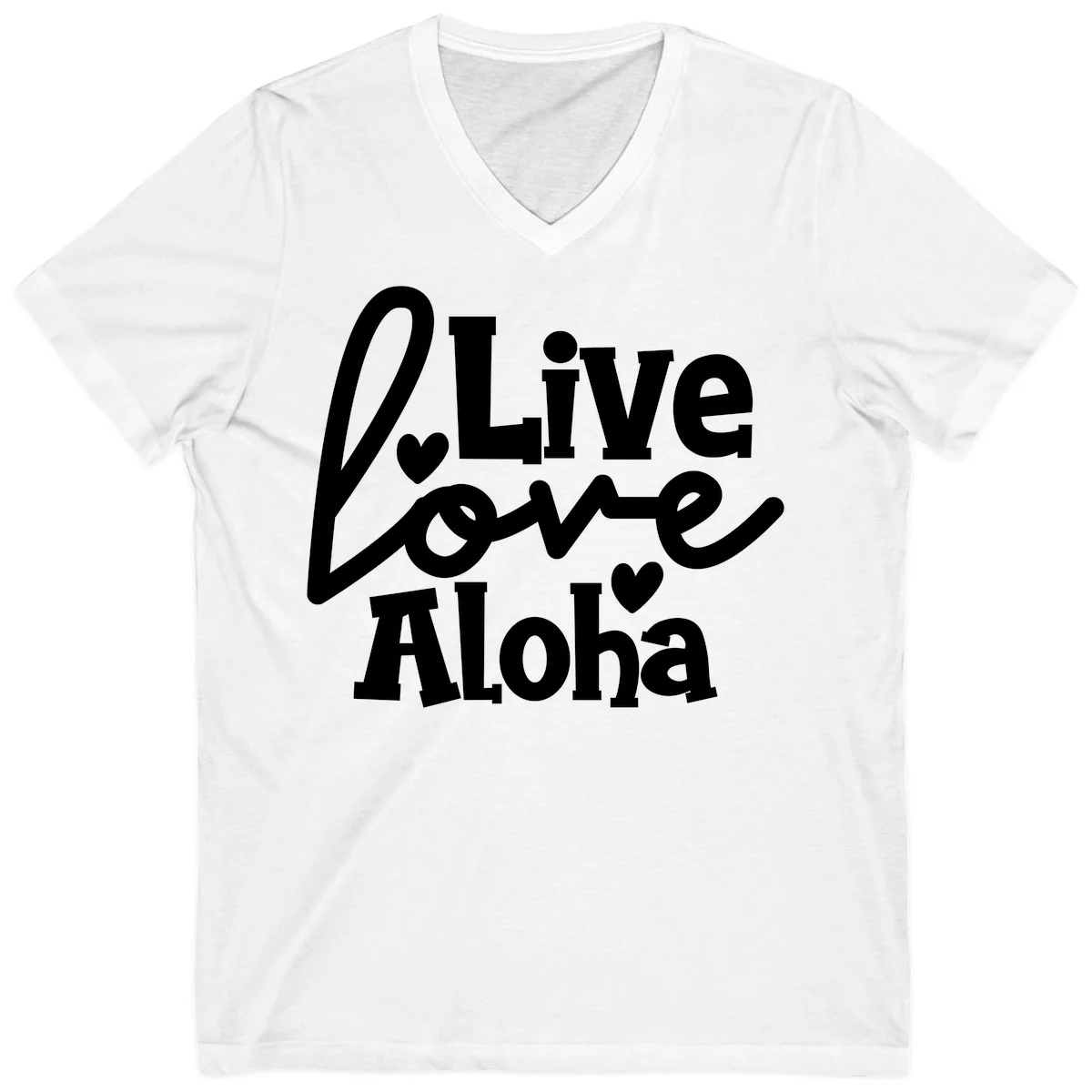 Live Love Aloha Island Cruise V-Neck Tee in White