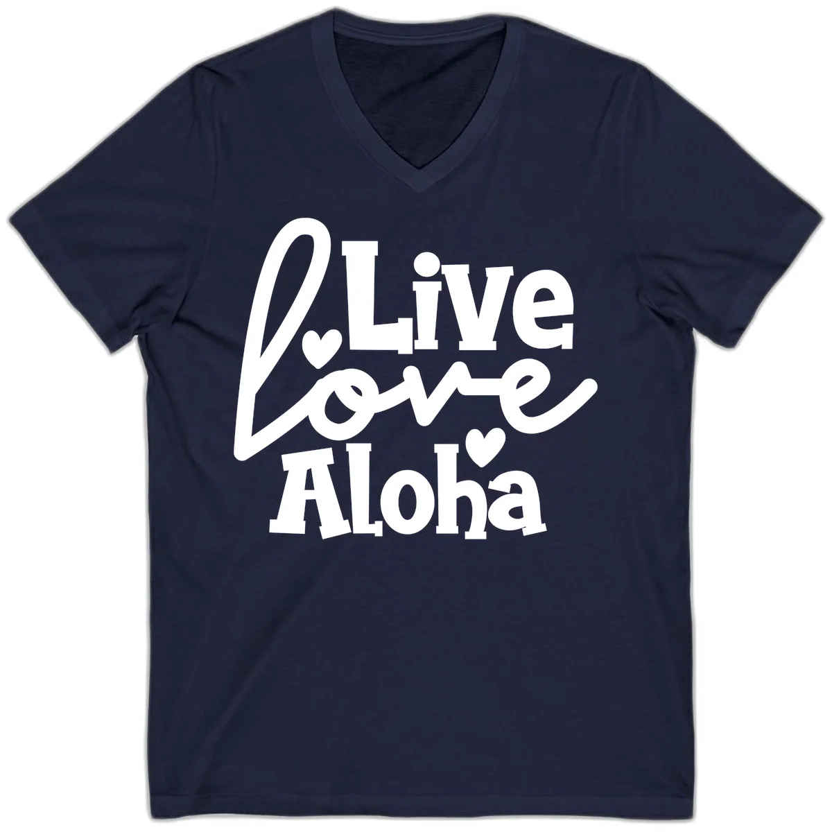 Live Love Aloha Island Cruise V-Neck Tee in Navy
