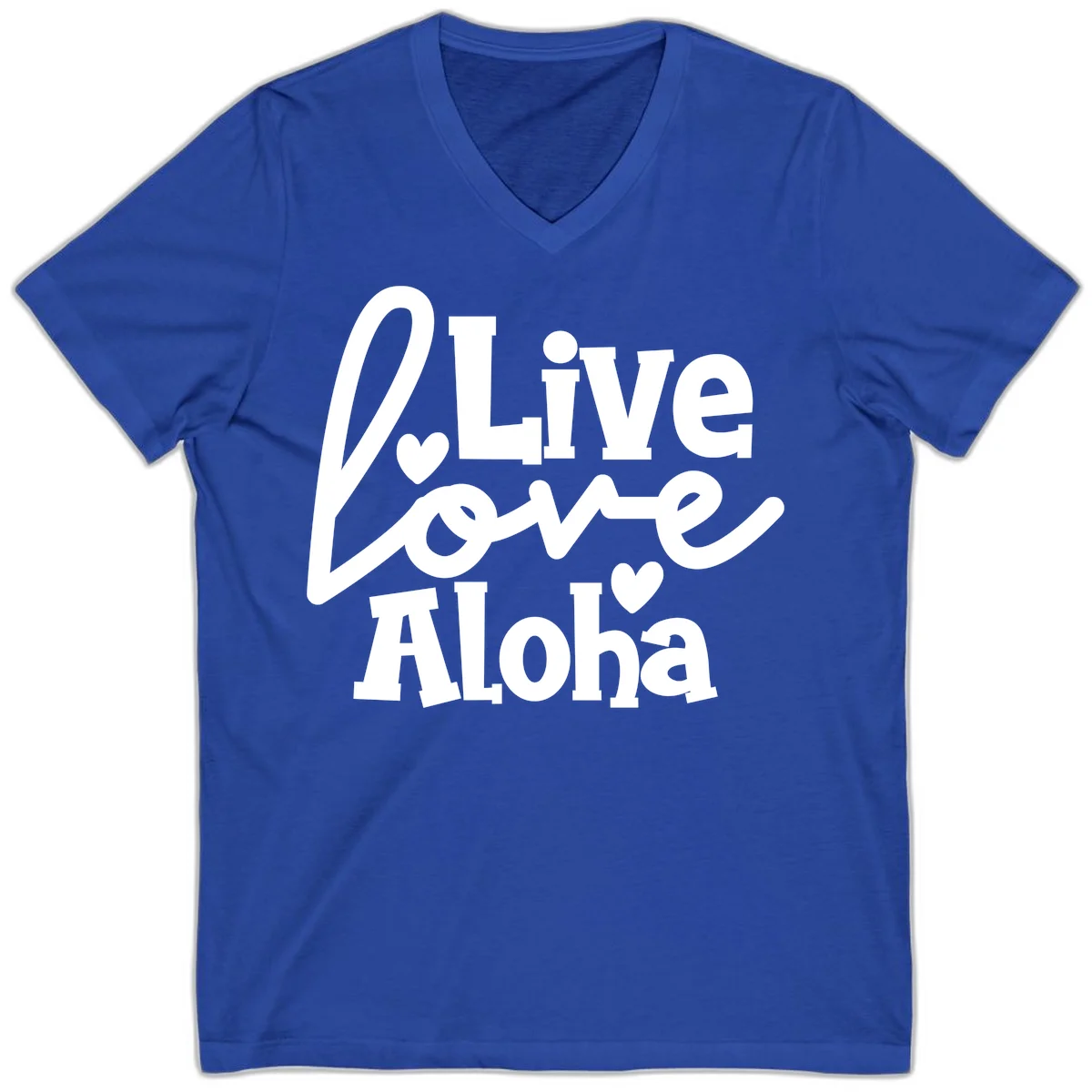 Live Love Aloha Island Cruise V-Neck Tee in True Royal