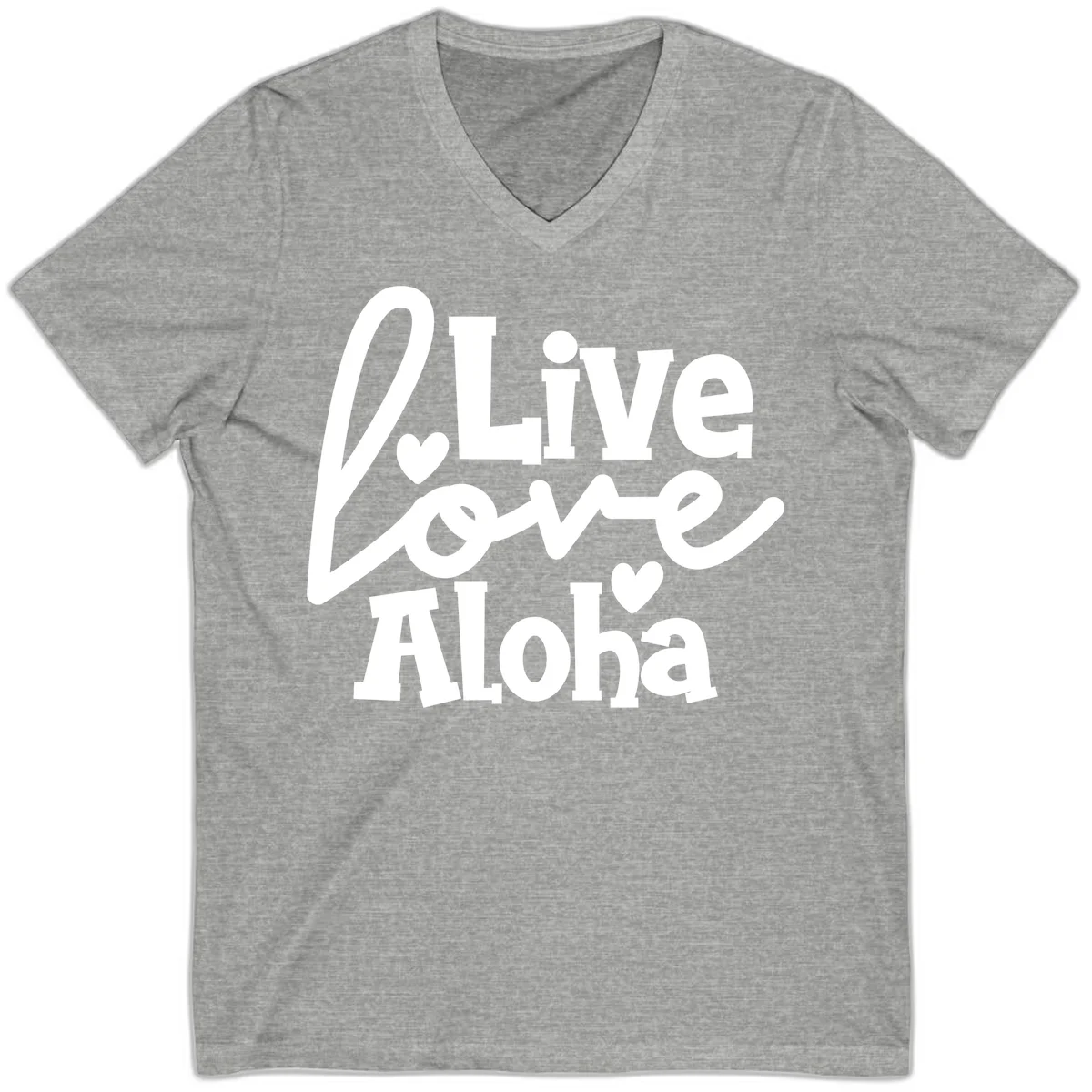 Live Love Aloha Island Cruise V-Neck Tee in Athletic Heather