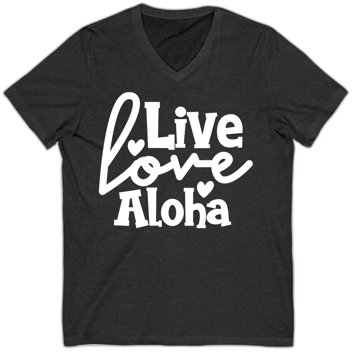 Live Love Aloha Island Cruise V-Neck Tee in Dark Grey Heather