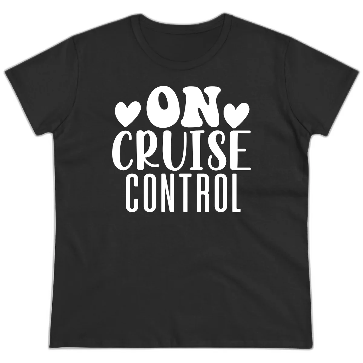 On Cruise Control Ladies Funny Cruise Tee in Black