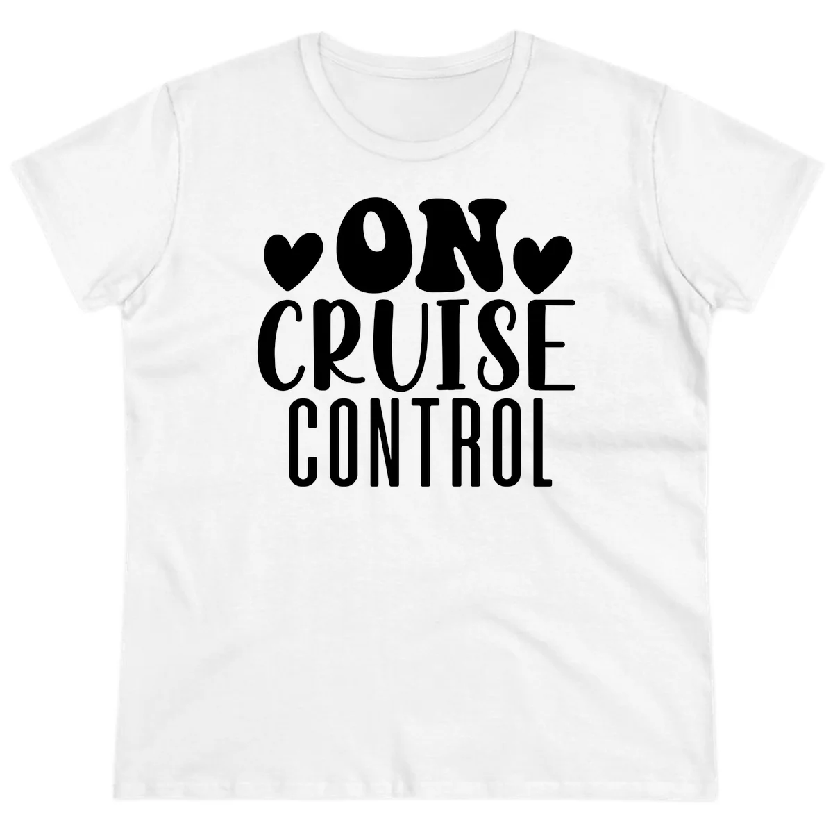 On Cruise Control Ladies Funny Cruise Tee in White
