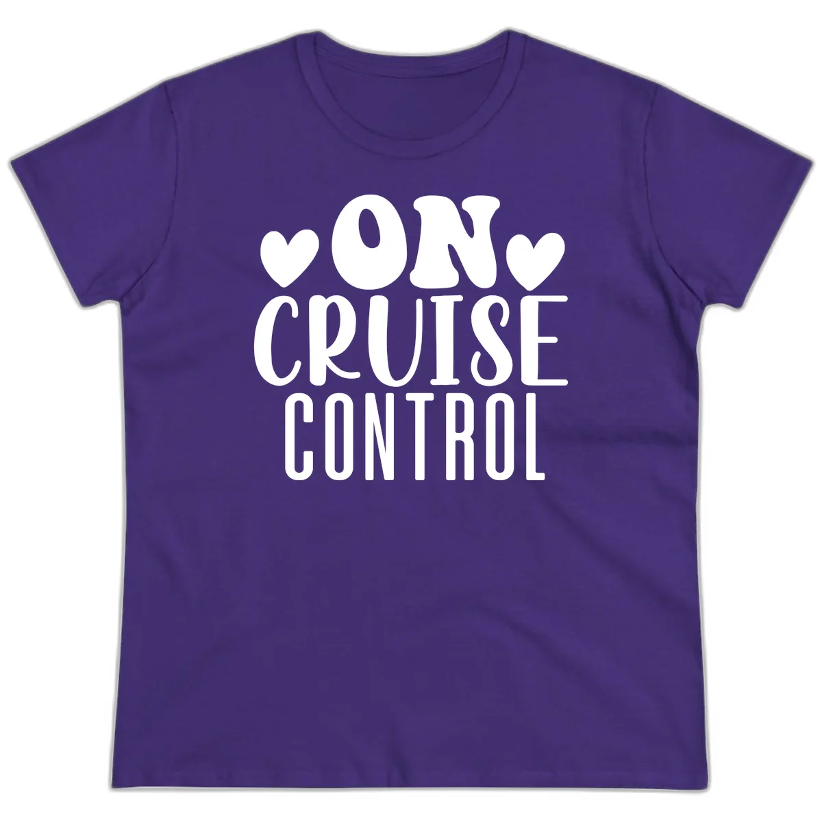 On Cruise Control Ladies Funny Cruise Tee in Purple