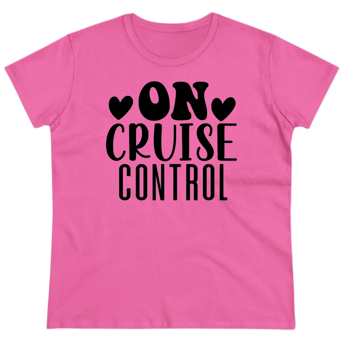 On Cruise Control Ladies Funny Cruise Tee in Azalea