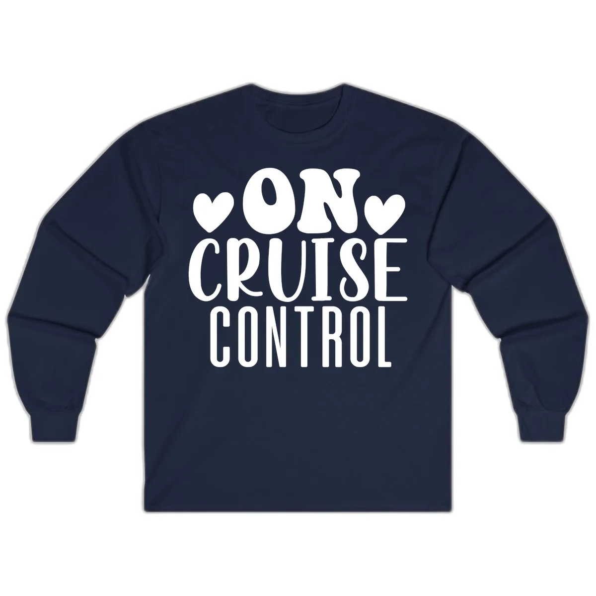 On Cruise Control Long Sleeve Vacation Tee in Navy