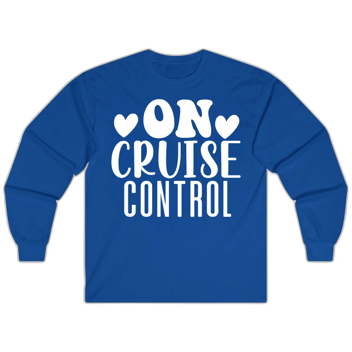 On Cruise Control Long Sleeve Vacation Tee in Royal