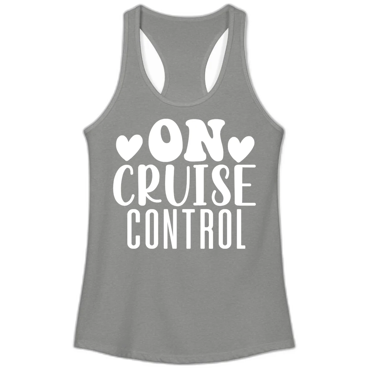 On Cruise Control Ladies Racerback Tank in Heather Grey
