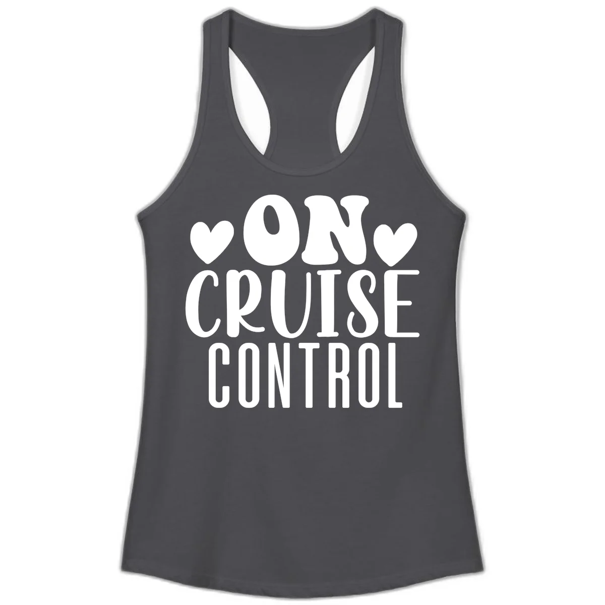 On Cruise Control Ladies Racerback Tank in Solid Dark Gray