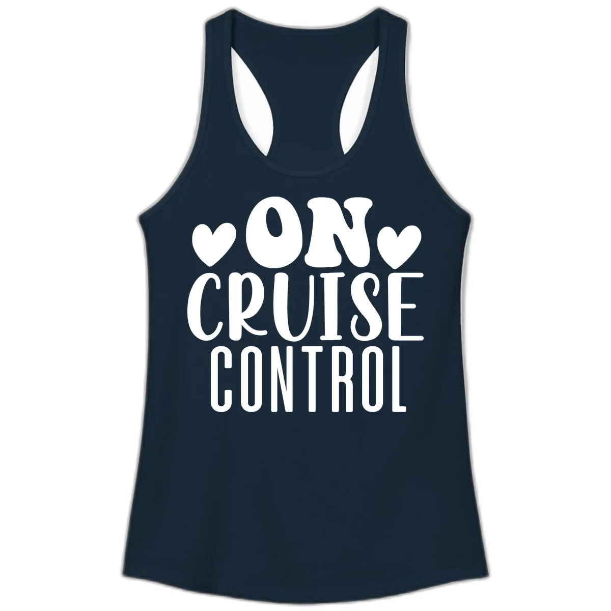 On Cruise Control Ladies Racerback Tank in Solid Midnight Navy