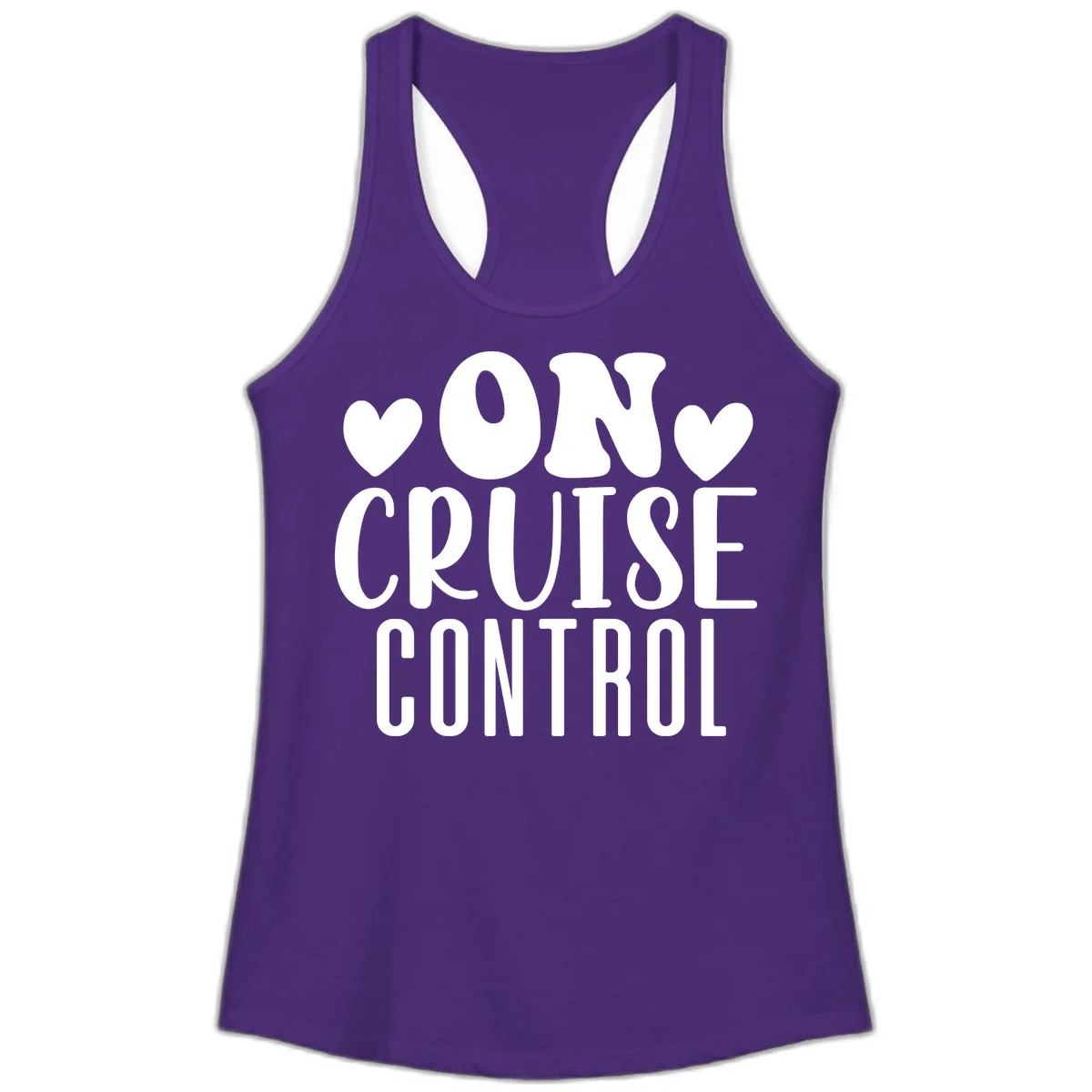 On Cruise Control Ladies Racerback Tank in Solid Purple Rush