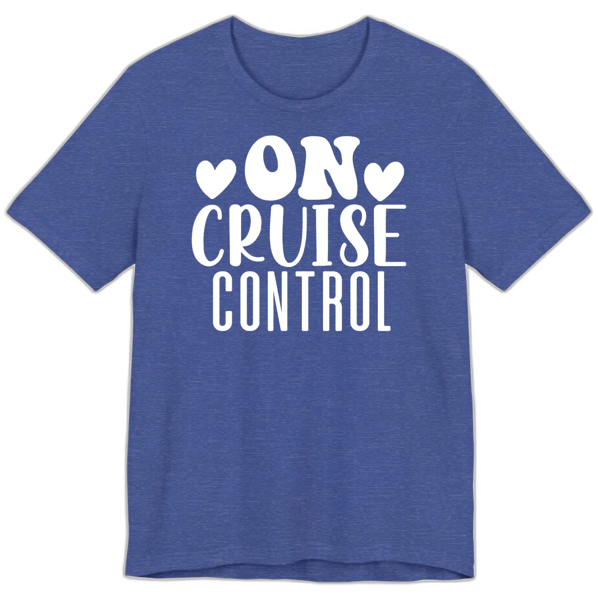 On Cruise Control Premium Vacation T-Shirt in Heather True Royal