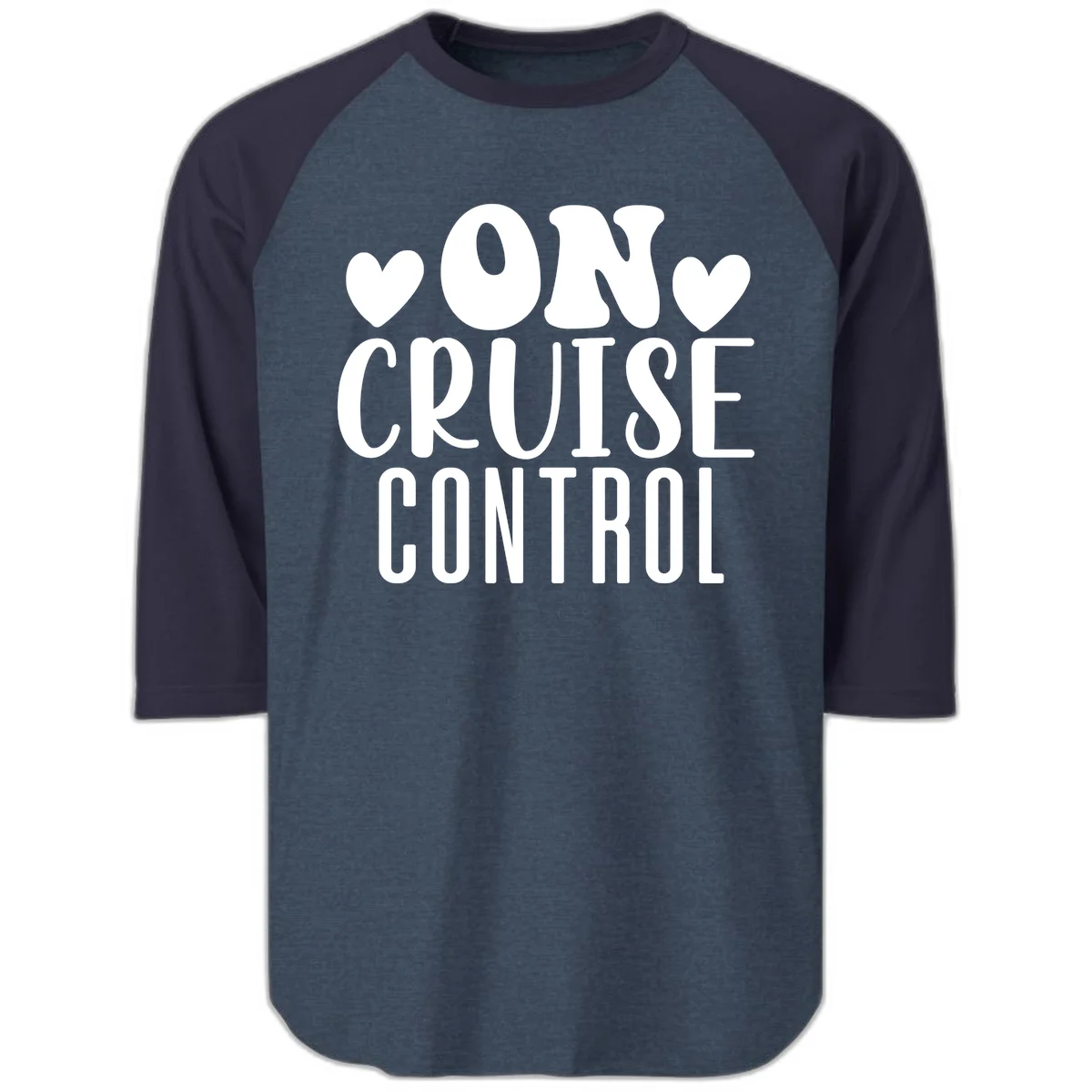 On Cruise Control 3/4 Sleeve Raglan Shirt in Heather Denim Navy