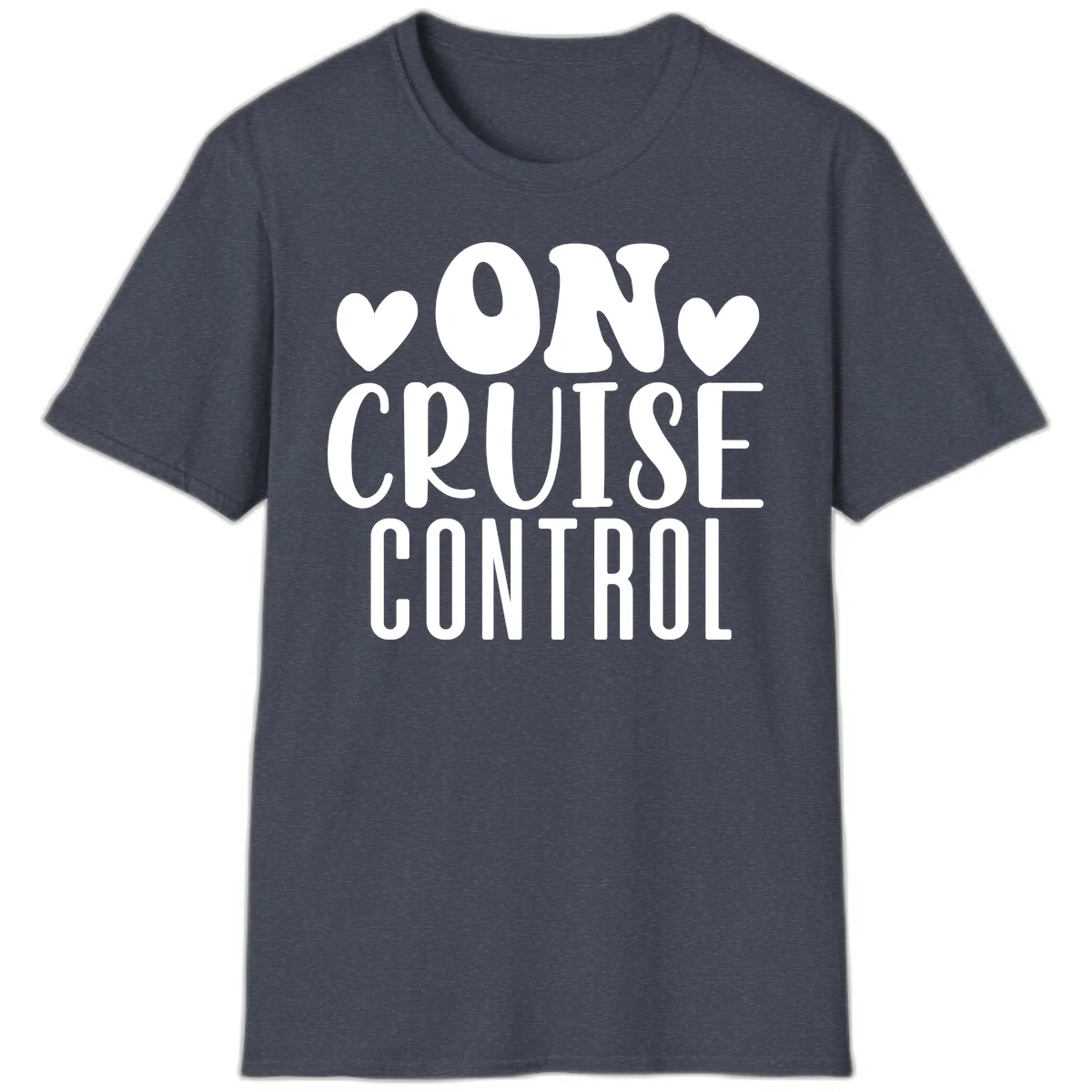 On Cruise Control Funny Vacation T-Shirt in Heather Navy