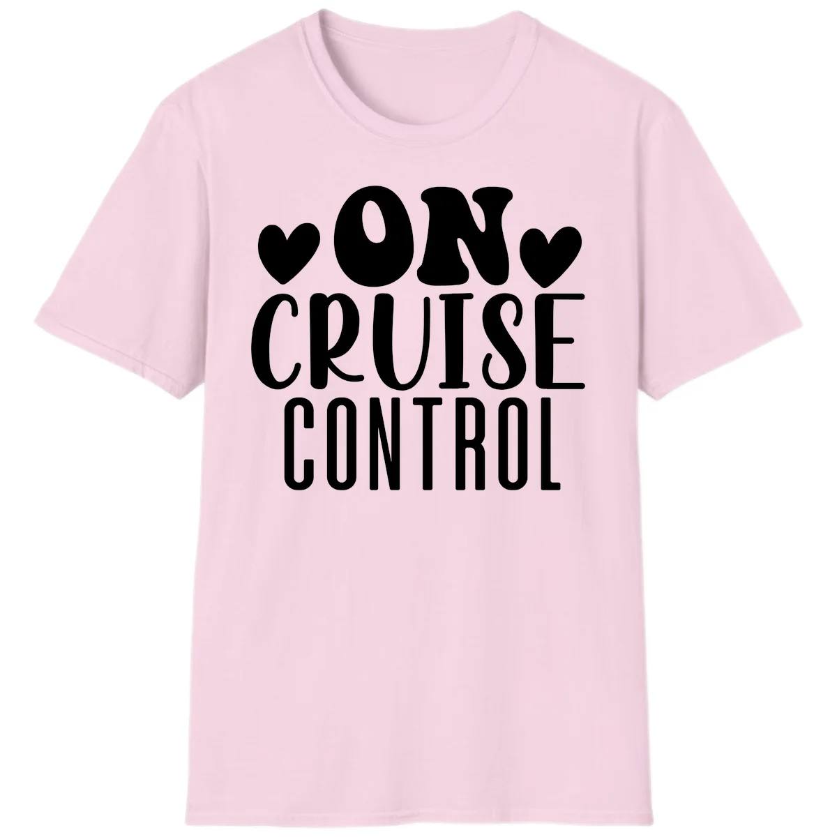 On Cruise Control Funny Vacation T-Shirt in Light Pink