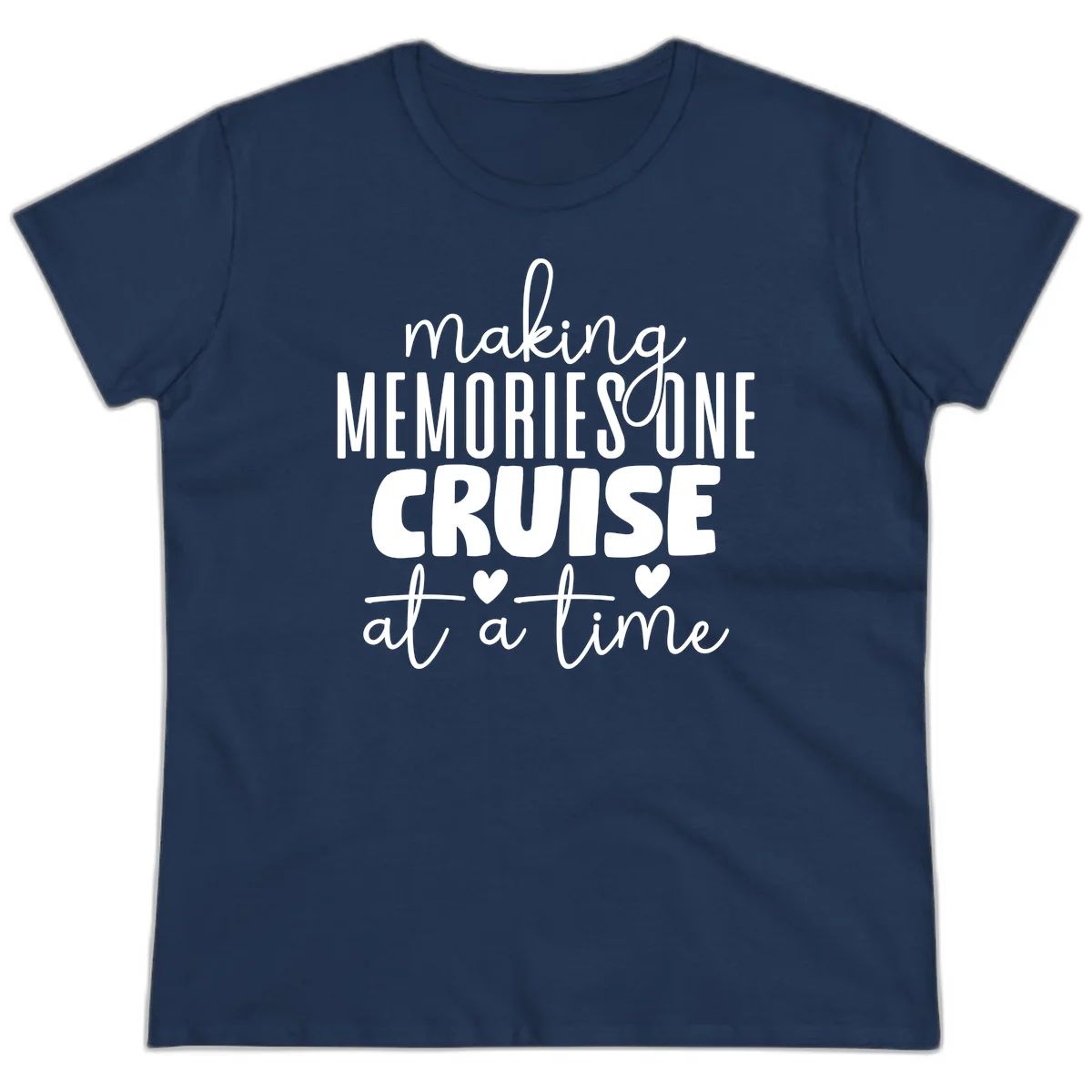 Making Memories One Cruise At A Time Ladies Tee in Navy