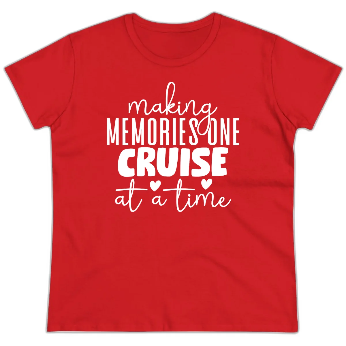 Making Memories One Cruise At A Time Ladies Tee in Red