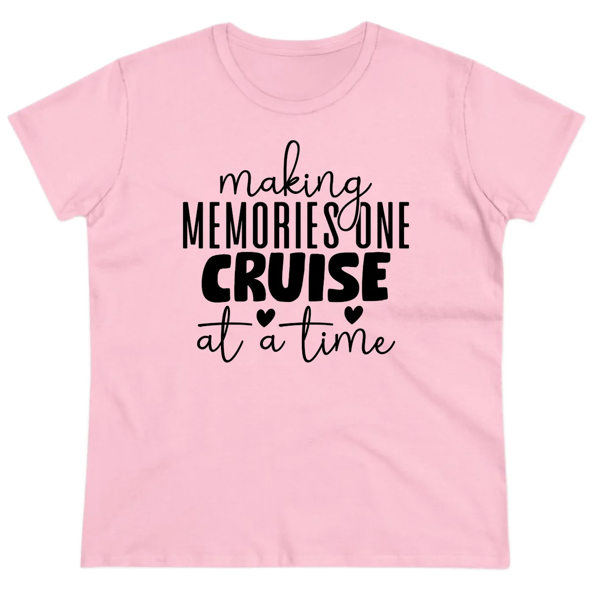 Making Memories One Cruise At A Time Ladies Tee in Light Pink