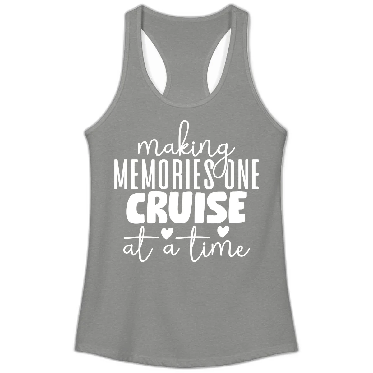 Making Memories One Cruise At A Time Ladies Tank in Heather Grey